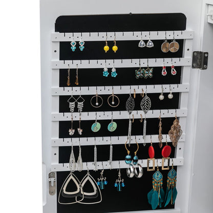 Wall mounted jewelry cabinet with shelves and drawers