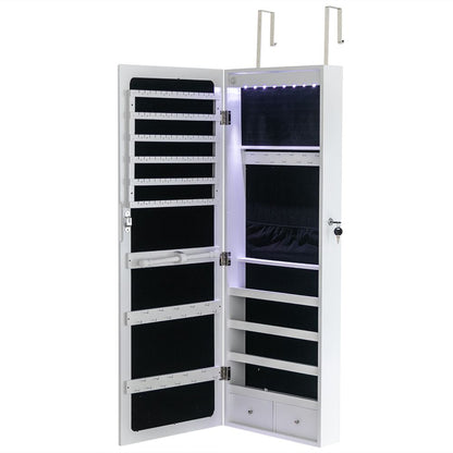 Jewelry cabinet with mirror and drawers - side view