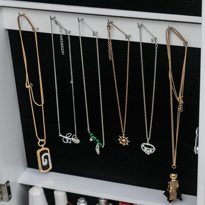 White jewelry cabinet with mirror - installation hooks