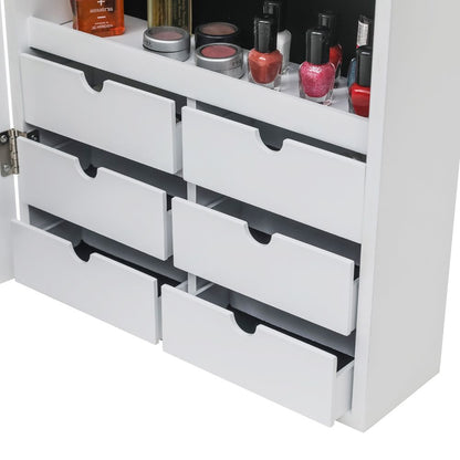 White jewelry cabinet mounted on wall