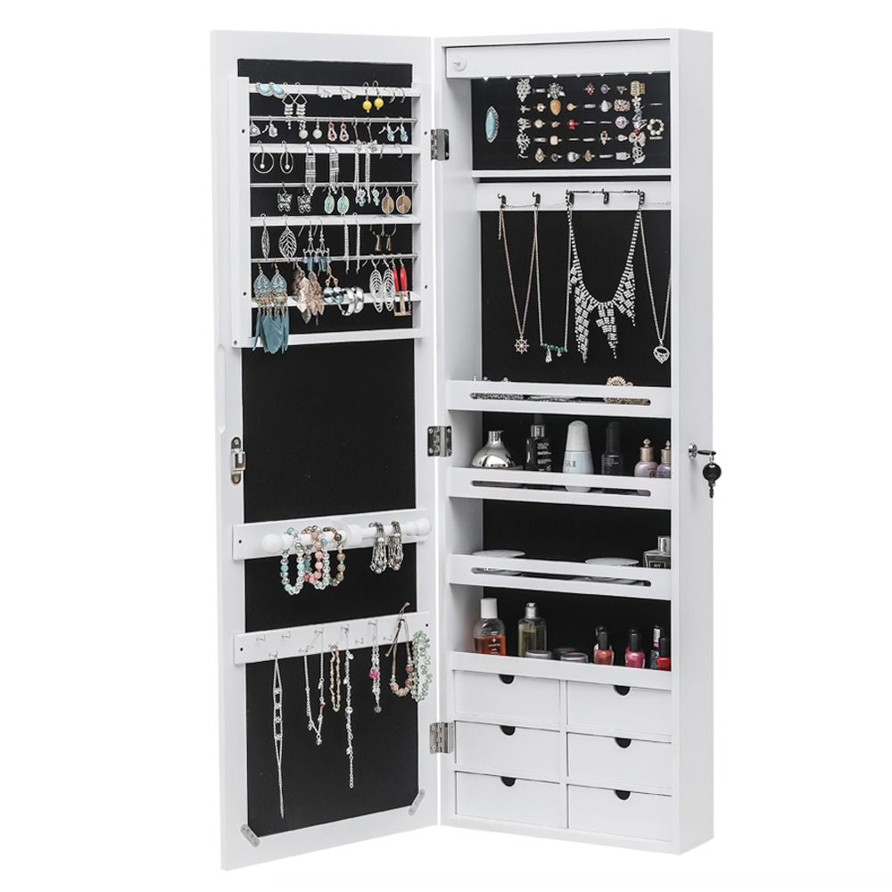 Close up of jewelry cabinet with earring organizer