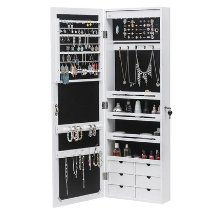Close up of jewelry cabinet with earring organizer