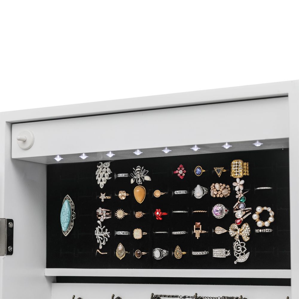LED jewelry cabinet with blue lights