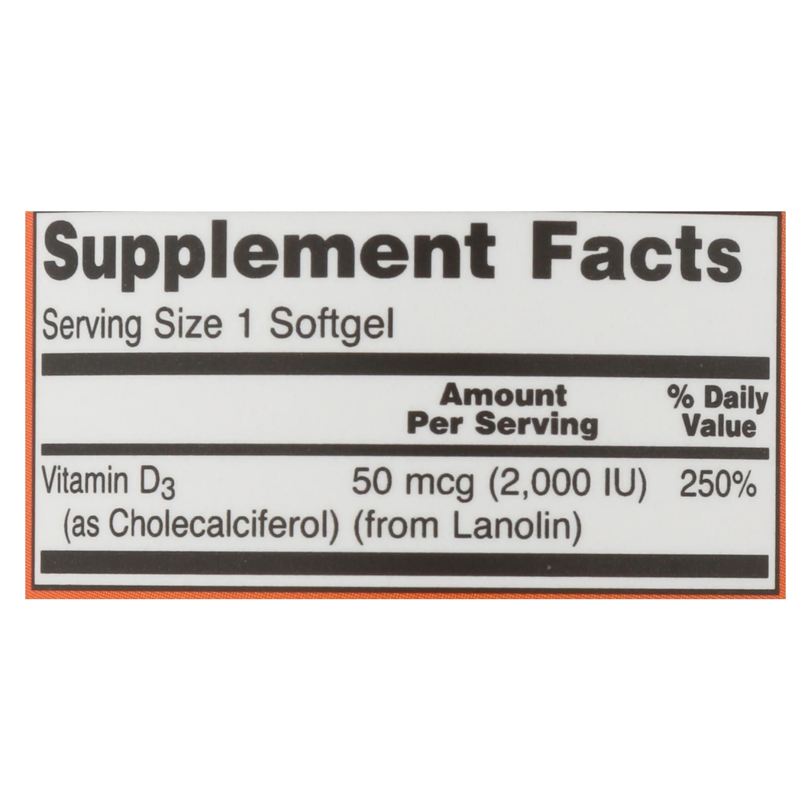 Now Foods - Vitamin D-3 2000iu - 1 Each-120 Sgel image 3
