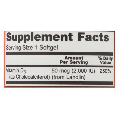 Now Foods - Vitamin D-3 2000iu - 1 Each-120 Sgel image 3