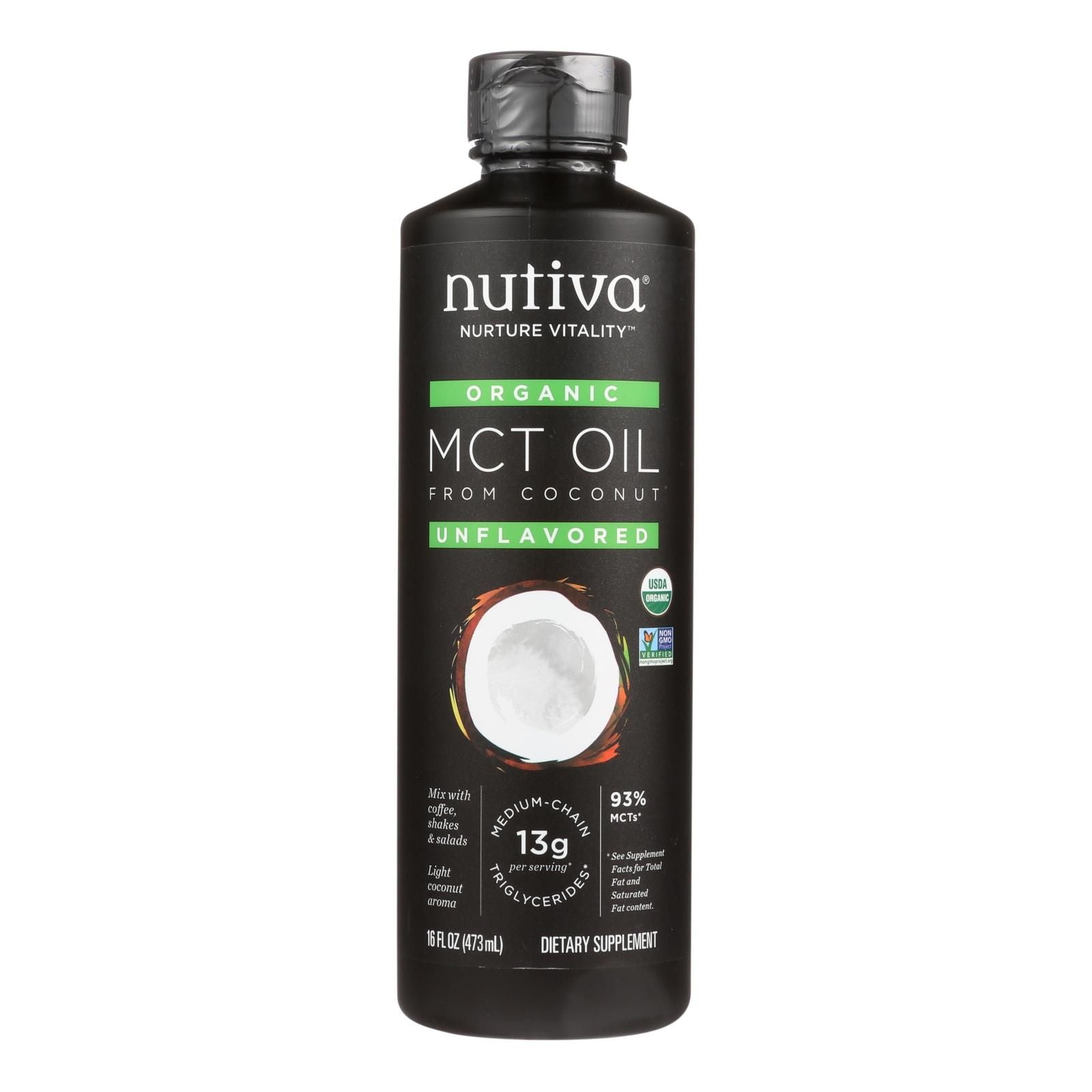 Nutiva 100% Organic Mct Oil - From Coconut - Unflavored - 16 Fl Oz image 1