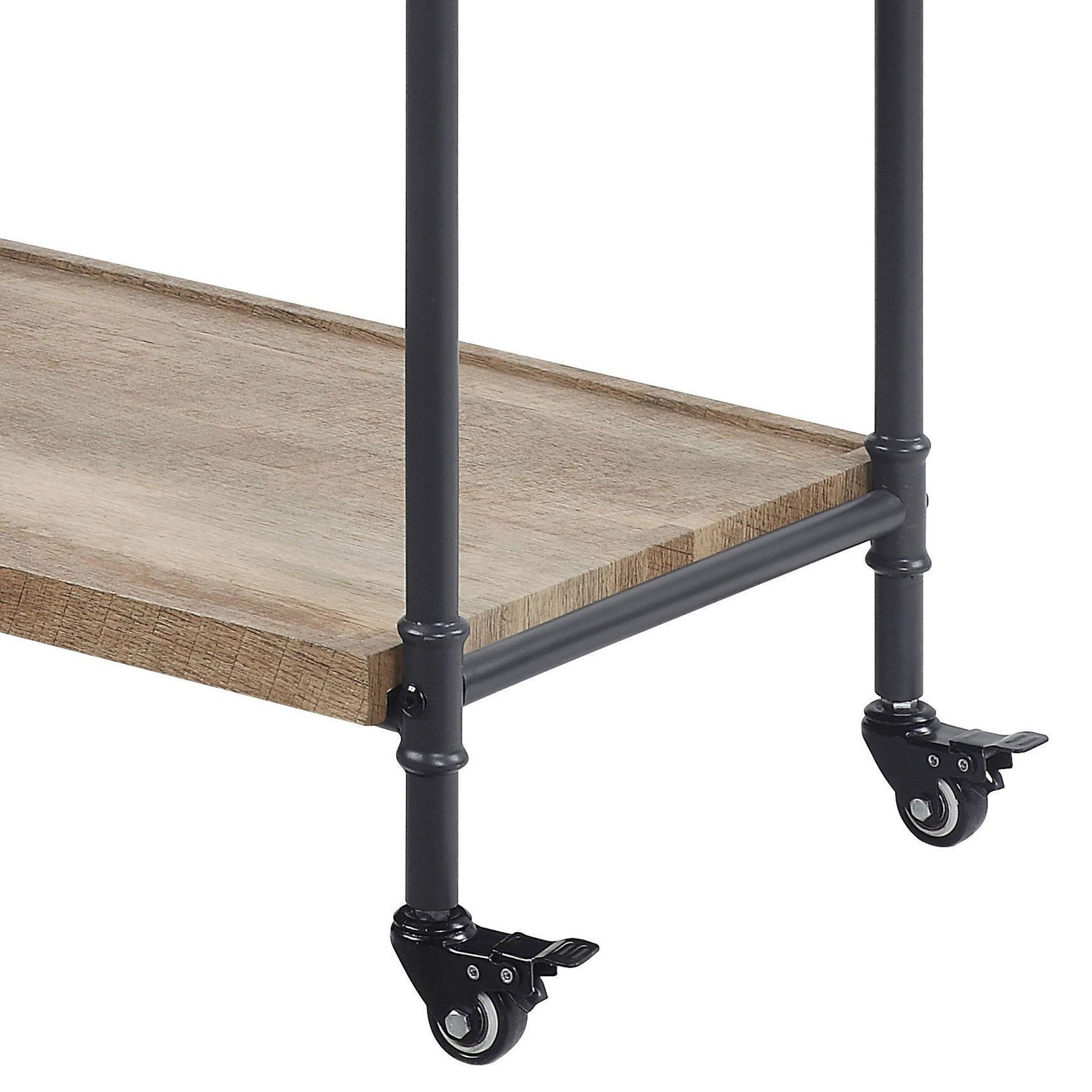 Oak and Sandy Black 2-Shelf Serving Cart image 4