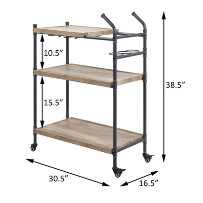Oak and Sandy Black 2-Shelf Serving Cart image 5