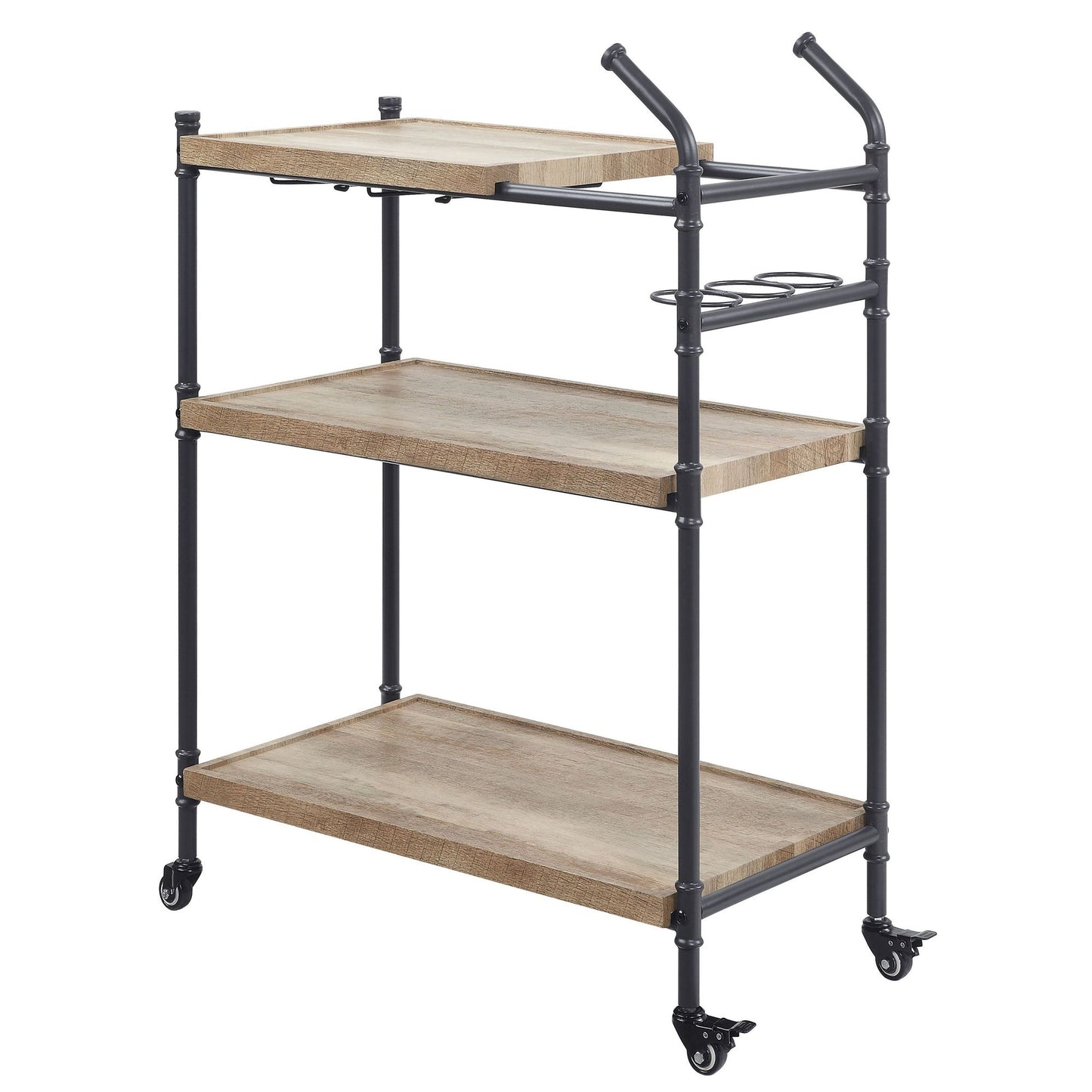 Oak and Sandy Black 2-Shelf Serving Cart image 1