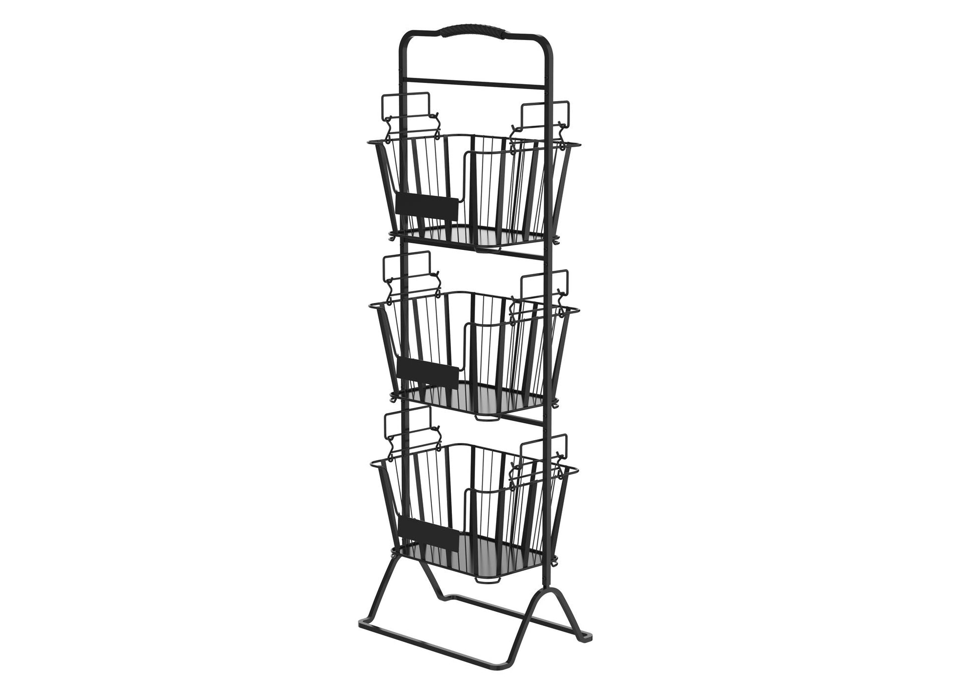 Oceanstar 3-Tier Metal Wire Storage Basket Stand with Removable Baskets – Black image 1