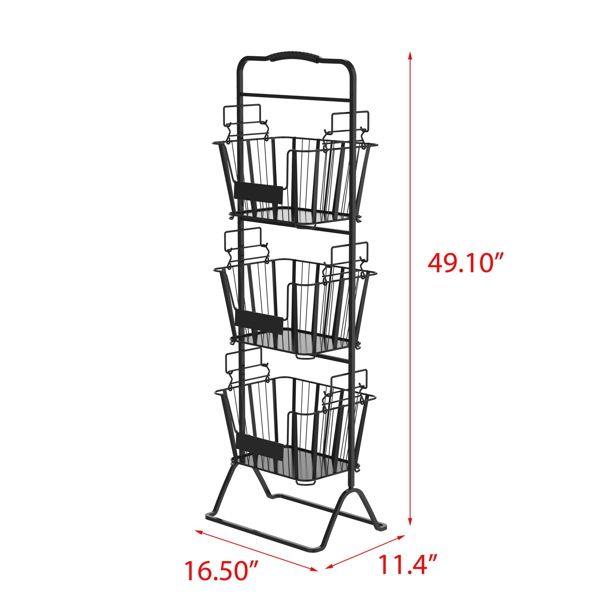 Oceanstar 3-Tier Metal Wire Storage Basket Stand with Removable Baskets – Black image 6
