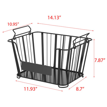 Oceanstar 3-Tier Metal Wire Storage Basket Stand with Removable Baskets – Black image 8