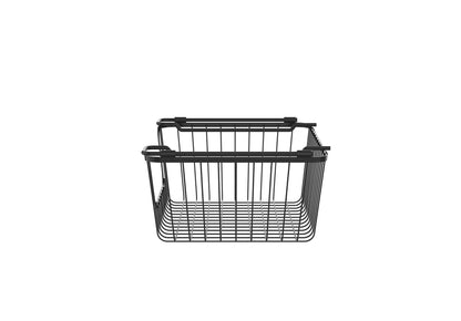 Oceanstar Stackable Metal Wire Storage Basket Set for Pantry, Countertop, Kitchen or Bathroom – Black, Set of 2 image 4