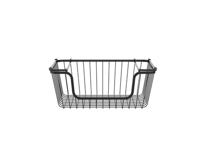 Oceanstar Stackable Metal Wire Storage Basket Set for Pantry, Countertop, Kitchen or Bathroom – Black, Set of 2 image 2