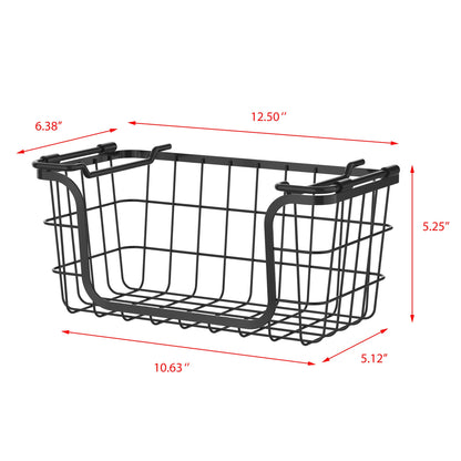 Oceanstar Stackable Metal Wire Storage Basket Set for Pantry, Countertop, Kitchen or Bathroom – Black, Set of 3 image 7