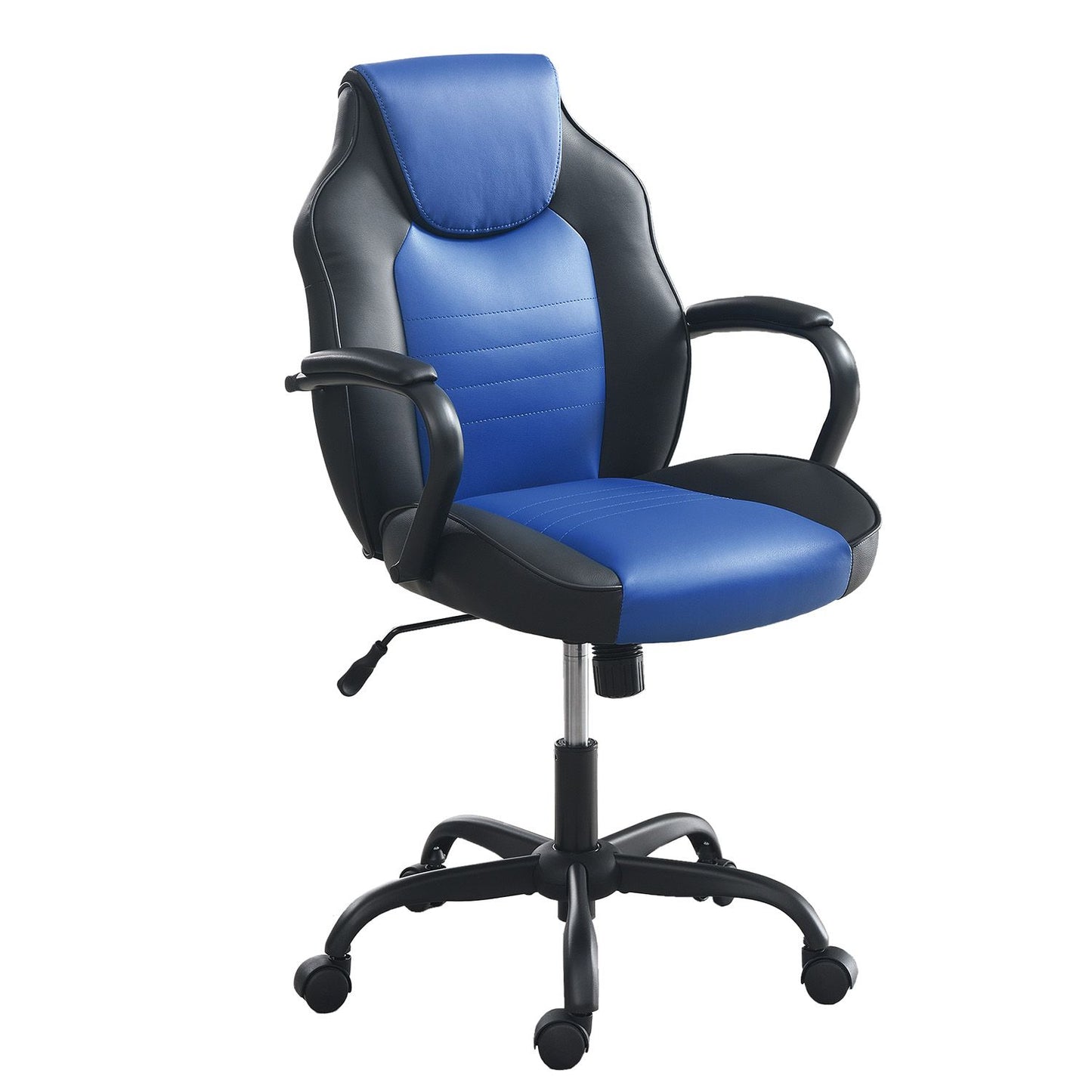 Office Chair Adjustable Height Office Chair Blue and Black Faux Leather image 3