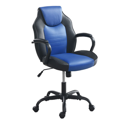 Office Chair Adjustable Height Office Chair Blue and Black Faux Leather image 3