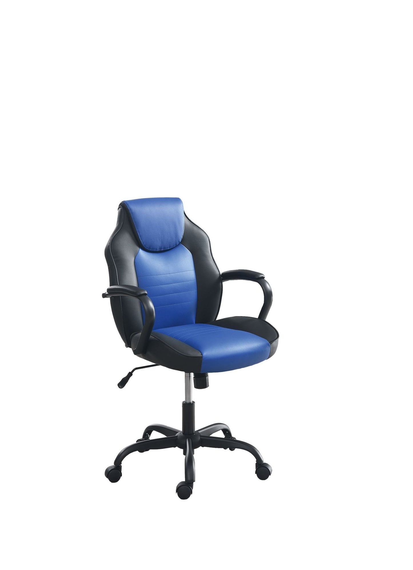 Office Chair Adjustable Height Office Chair Blue and Black Faux Leather image 2