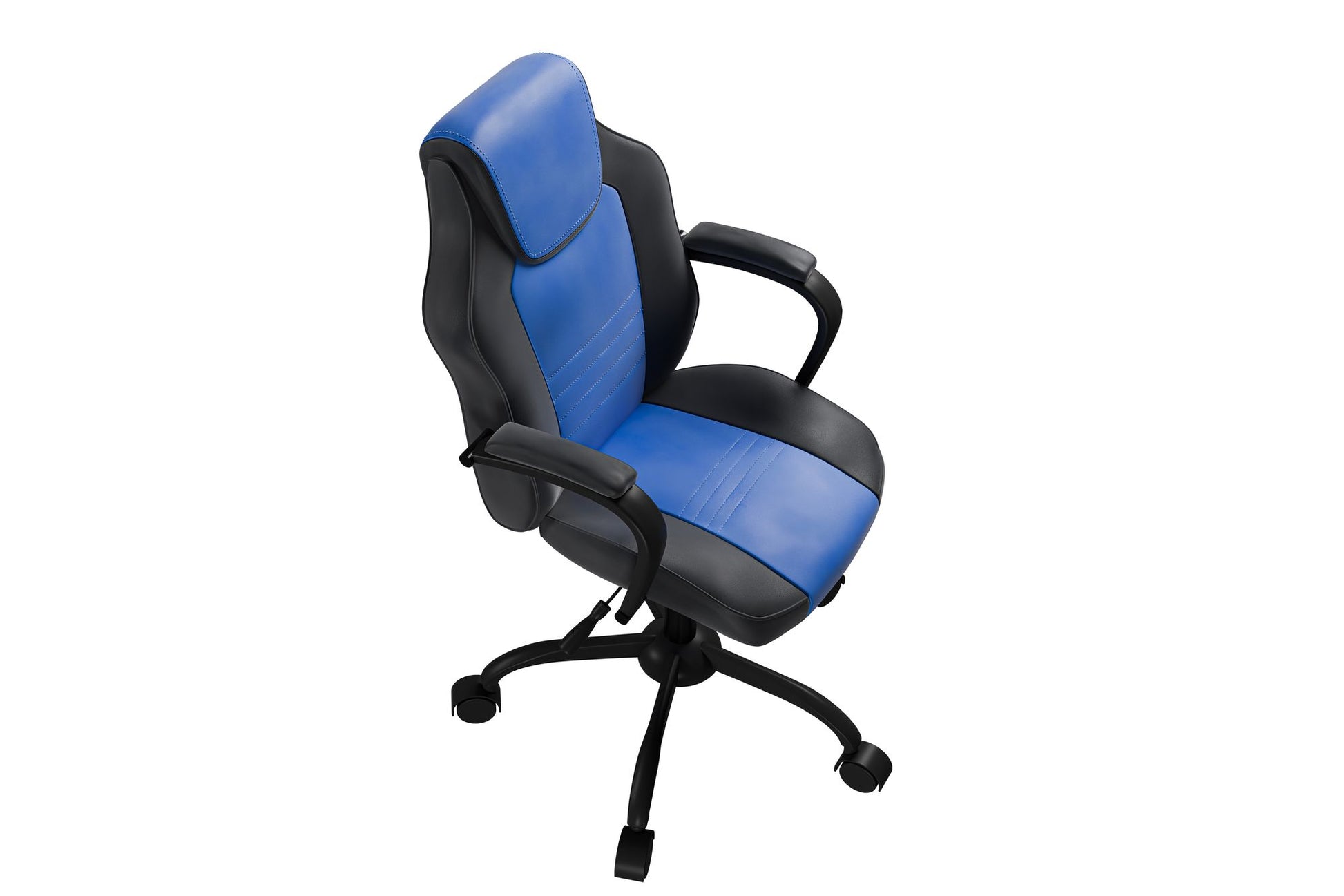 Office Chair Adjustable Height Office Chair Blue and Black Faux Leather image 7