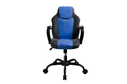Office Chair Adjustable Height Office Chair Blue and Black Faux Leather image 4