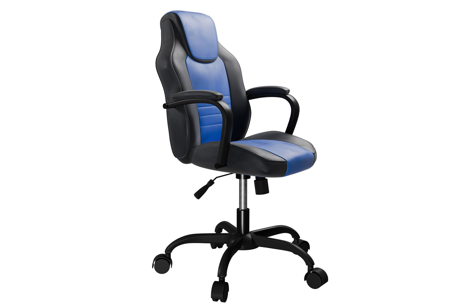 Office Chair Adjustable Height Office Chair Blue and Black Faux Leather image 6