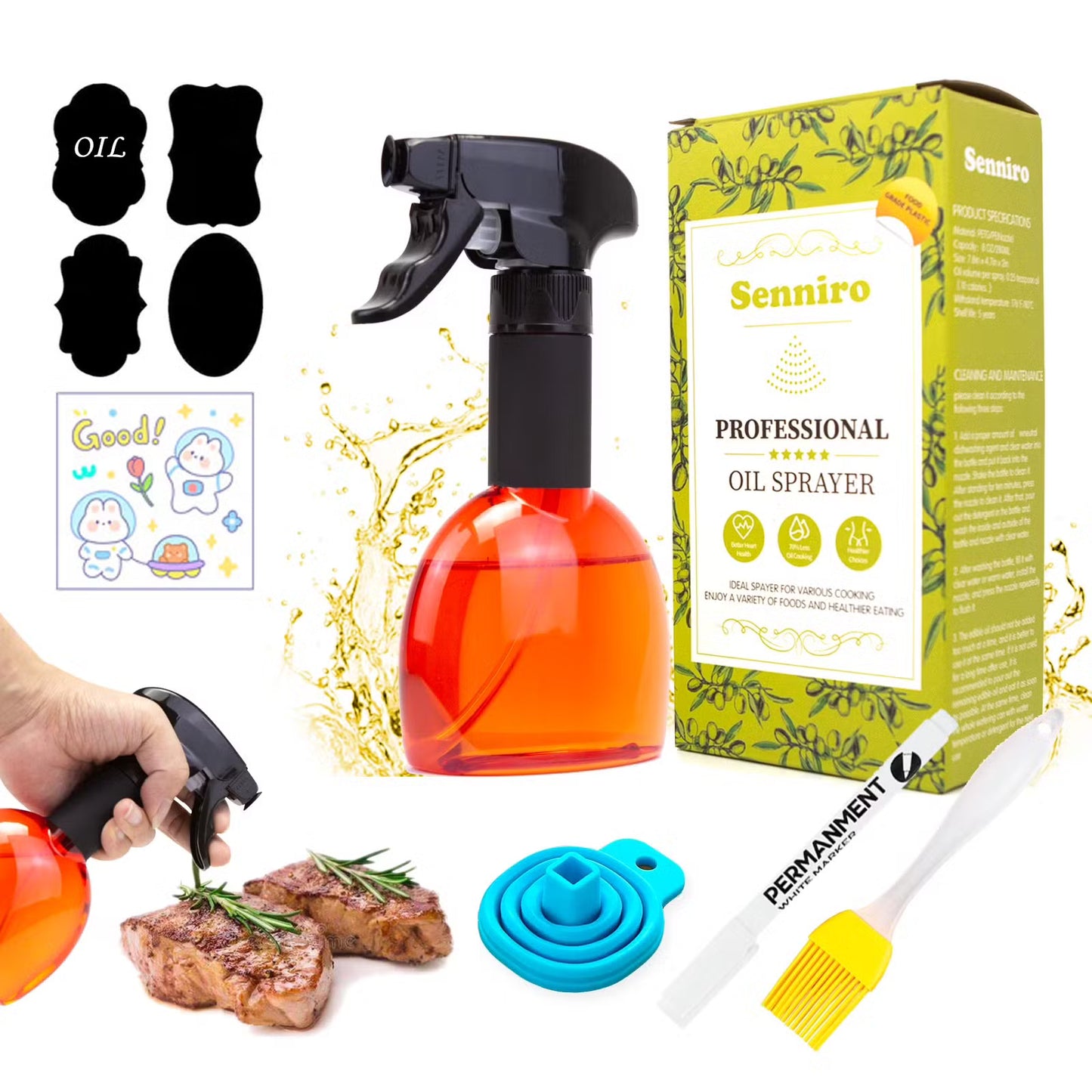 Oil Sprayer 8 oz Olive, Oil Mister Fryer, Canola Spritzer, Salad, Baking, Frying, BBQ image 1