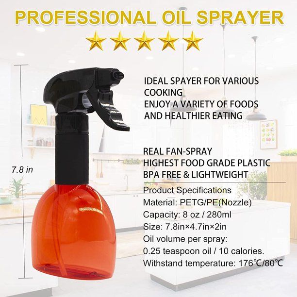 Oil Sprayer 8 oz Olive, Oil Mister Fryer, Canola Spritzer, Salad, Baking, Frying, BBQ image 2