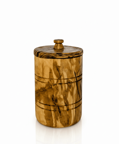 Olive Wood Spice Jar Salt Keeper with Lid - Hand-Carved Airtight Salt Cellar & Decorative Sugar Bowl, Sustainable Kitche image 1
