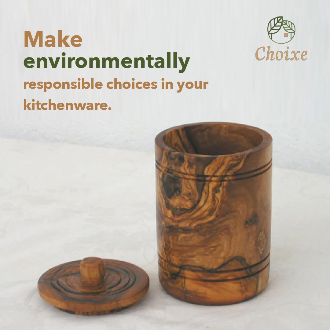 Olive Wood Spice Jar Salt Keeper with Lid - Hand-Carved Airtight Salt Cellar & Decorative Sugar Bowl, Sustainable Kitche image 6