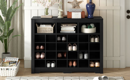 ON-TREND Sleek Design 24 Shoe Cubby Console, Modern Shoe Cabinet with Curved Base, Versatile Sideboard with High-quality image 15