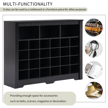ON-TREND Sleek Design 24 Shoe Cubby Console, Modern Shoe Cabinet with Curved Base, Versatile Sideboard with High-quality image 5