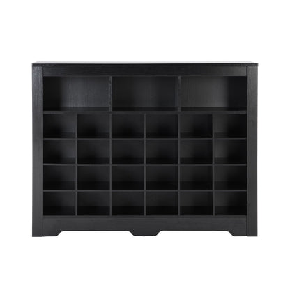 ON-TREND Sleek Design 24 Shoe Cubby Console, Modern Shoe Cabinet with Curved Base, Versatile Sideboard with High-quality image 9