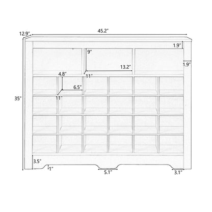 ON-TREND Sleek Design 24 Shoe Cubby Console, Modern Shoe Cabinet with Curved Base, Versatile Sideboard with High-quality image 7