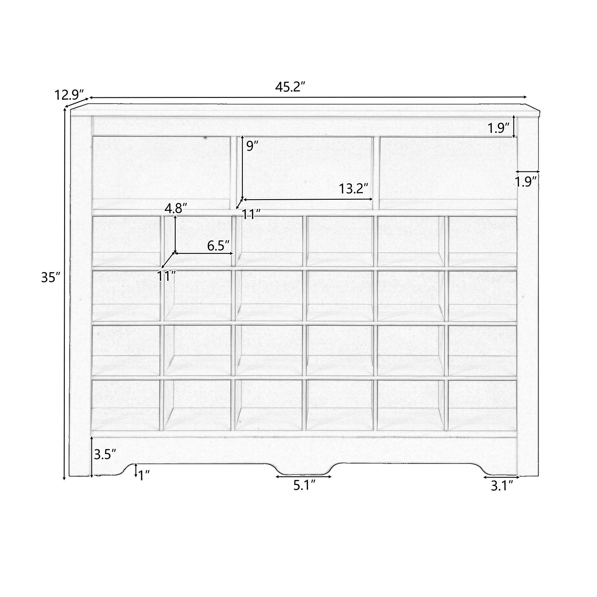 ON-TREND Sleek Design 24 Shoe Cubby Console, Modern Shoe Cabinet with Curved Base, Versatile Sideboard with High-quality image 7
