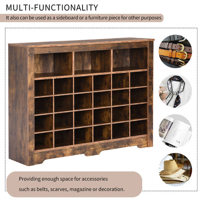 ON-TREND Sleek Design 24 Shoe Cubby Console, Modern Shoe Cabinet with Curved Base, Versatile Sideboard with High-quality image 5
