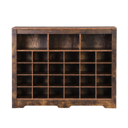 ON-TREND Sleek Design 24 Shoe Cubby Console, Modern Shoe Cabinet with Curved Base, Versatile Sideboard with High-quality image 9