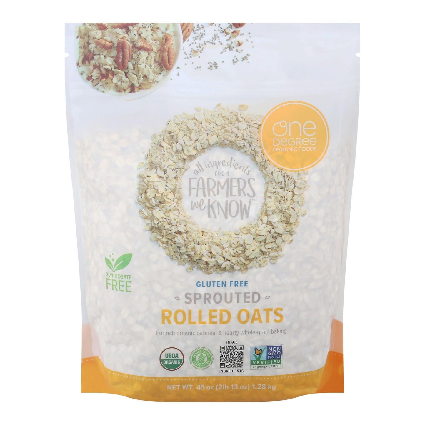 One Degree Organic Foods - Sprtd Oats Rolled - Case Of 4 - 45 Oz image 1