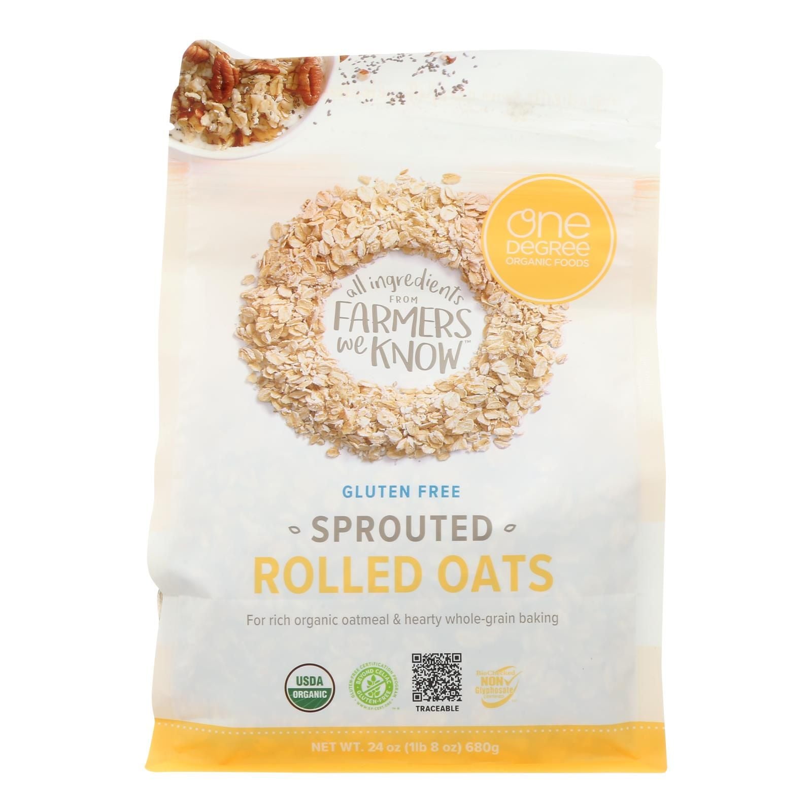 One Degree Organic Foods Organic Rolled Oats - Sprouted - Case Of 4 - 24 Oz image 1
