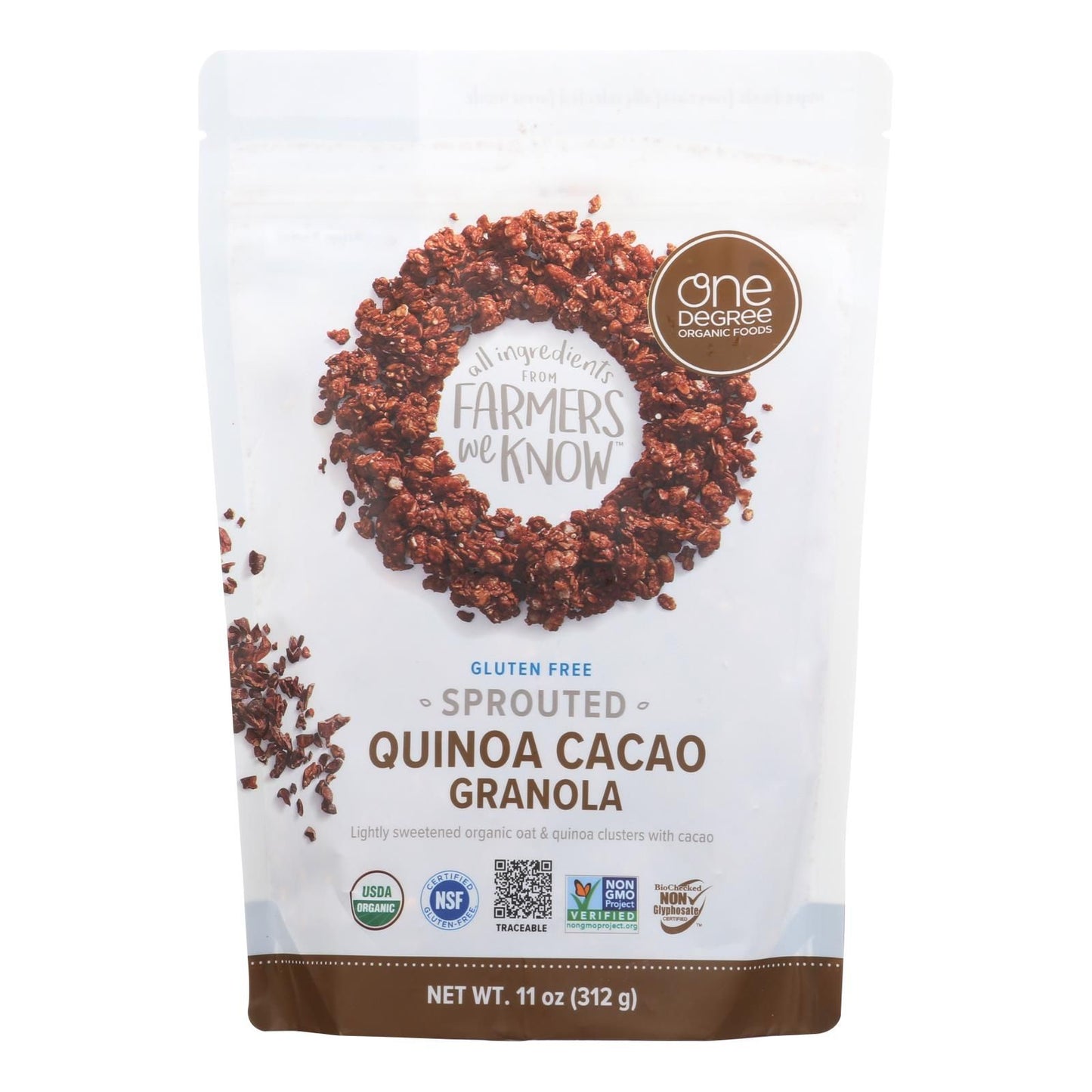 One Degree Organic Foods Quinoa Cacao Granola - Sprouted Oat - Case Of 6 - 11 Oz. image 3