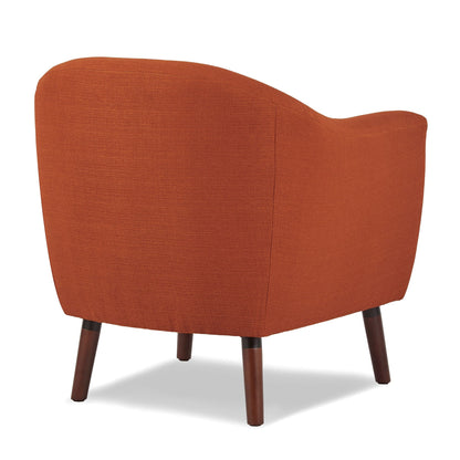 Orange Fabric Upholstered Accent Chair 1pc Espresso Finish Legs Button Tufted Solid Wood Furniture Living Room Chair image 4
