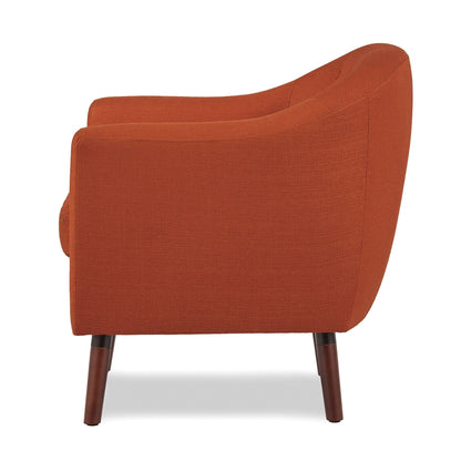 Orange Fabric Upholstered Accent Chair 1pc Espresso Finish Legs Button Tufted Solid Wood Furniture Living Room Chair image 5