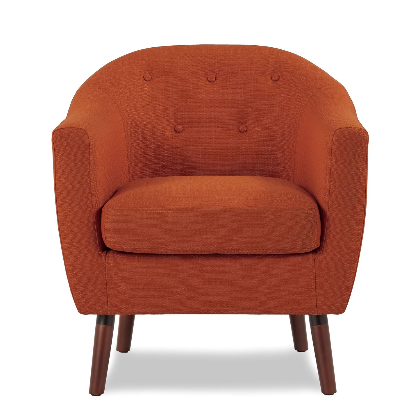 Orange Fabric Upholstered Accent Chair 1pc Espresso Finish Legs Button Tufted Solid Wood Furniture Living Room Chair image 2