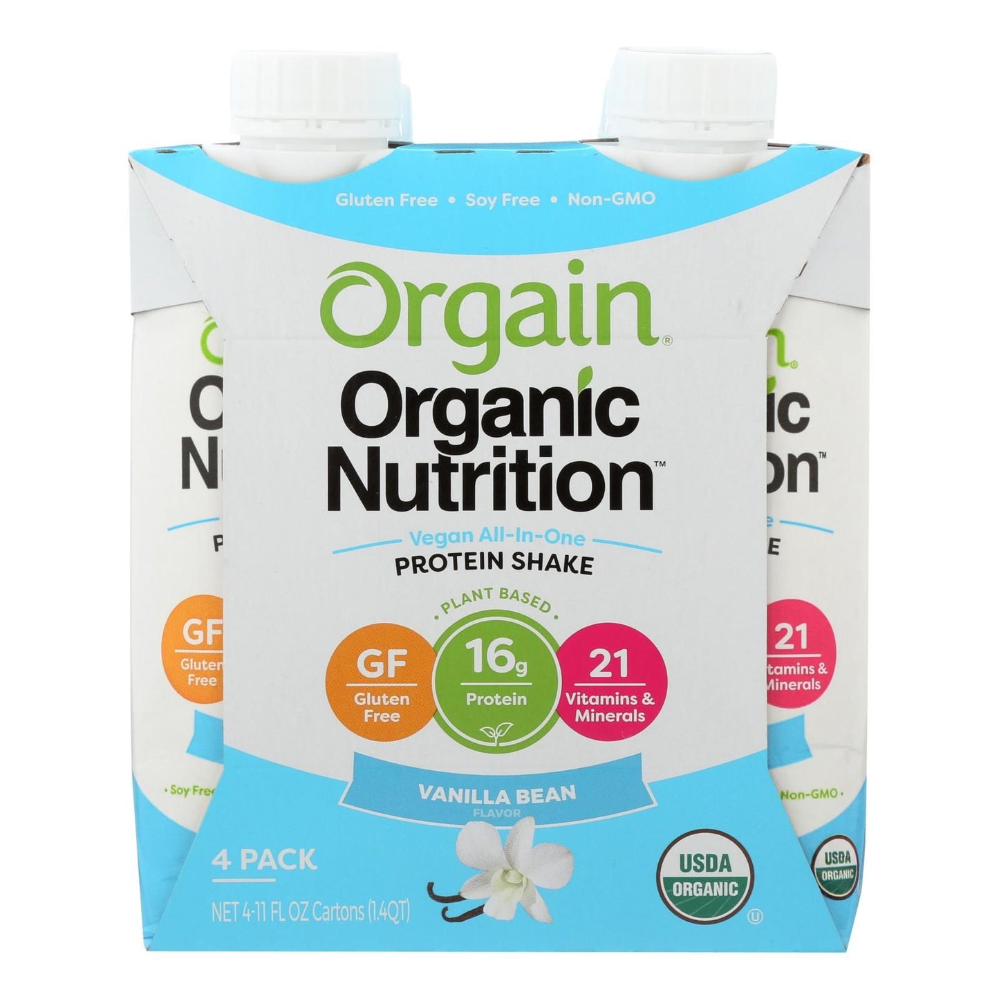 Orgain Organic Vegan Nutrition Shakes - Vanilla - Case Of 3 - 4/11 Fz image 1