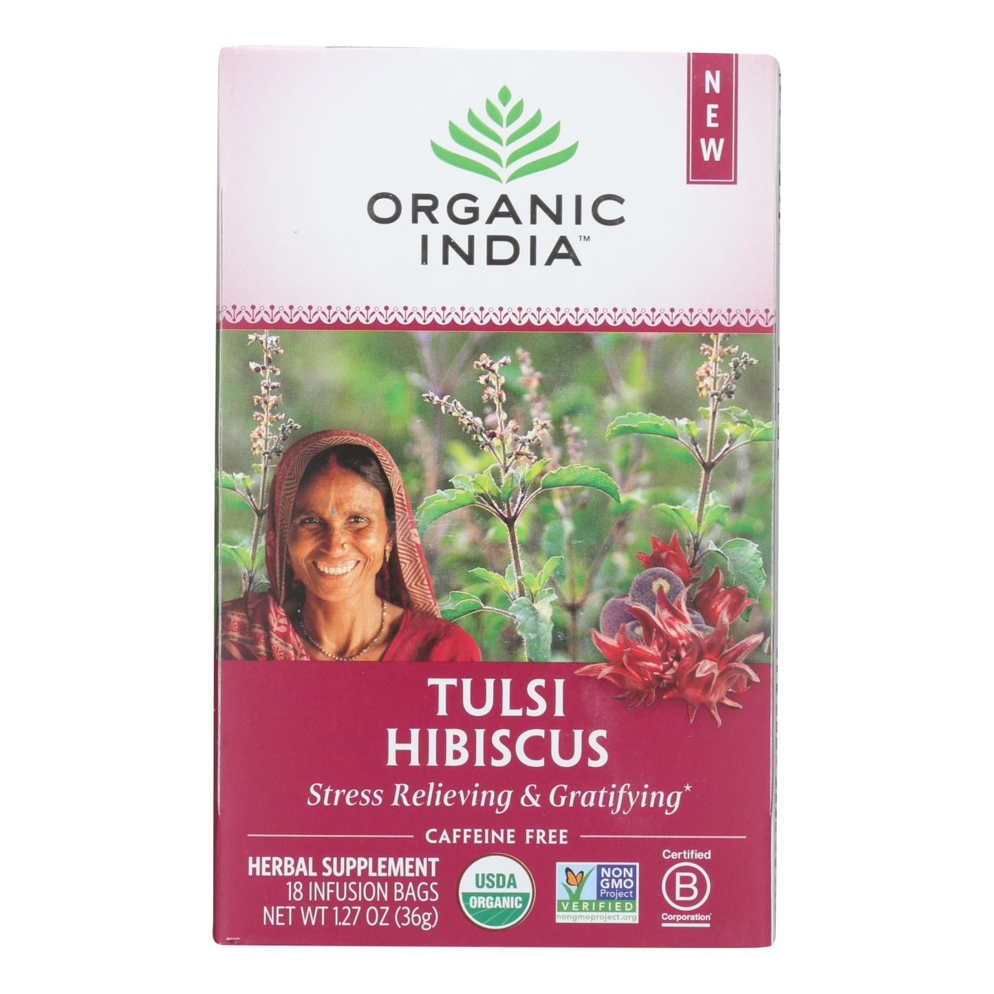 Organic India - Tulsi Hibiscus - Case Of 6 - 18 Ct image 2
