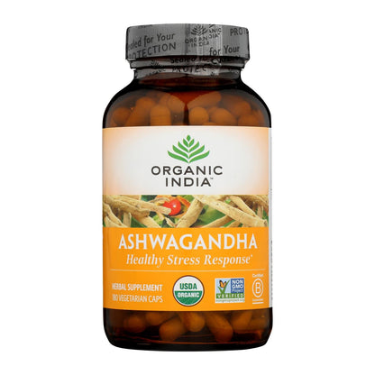 Organic India Ashwagandha Capsules - Bottle - 180 Vege Capsules image 1