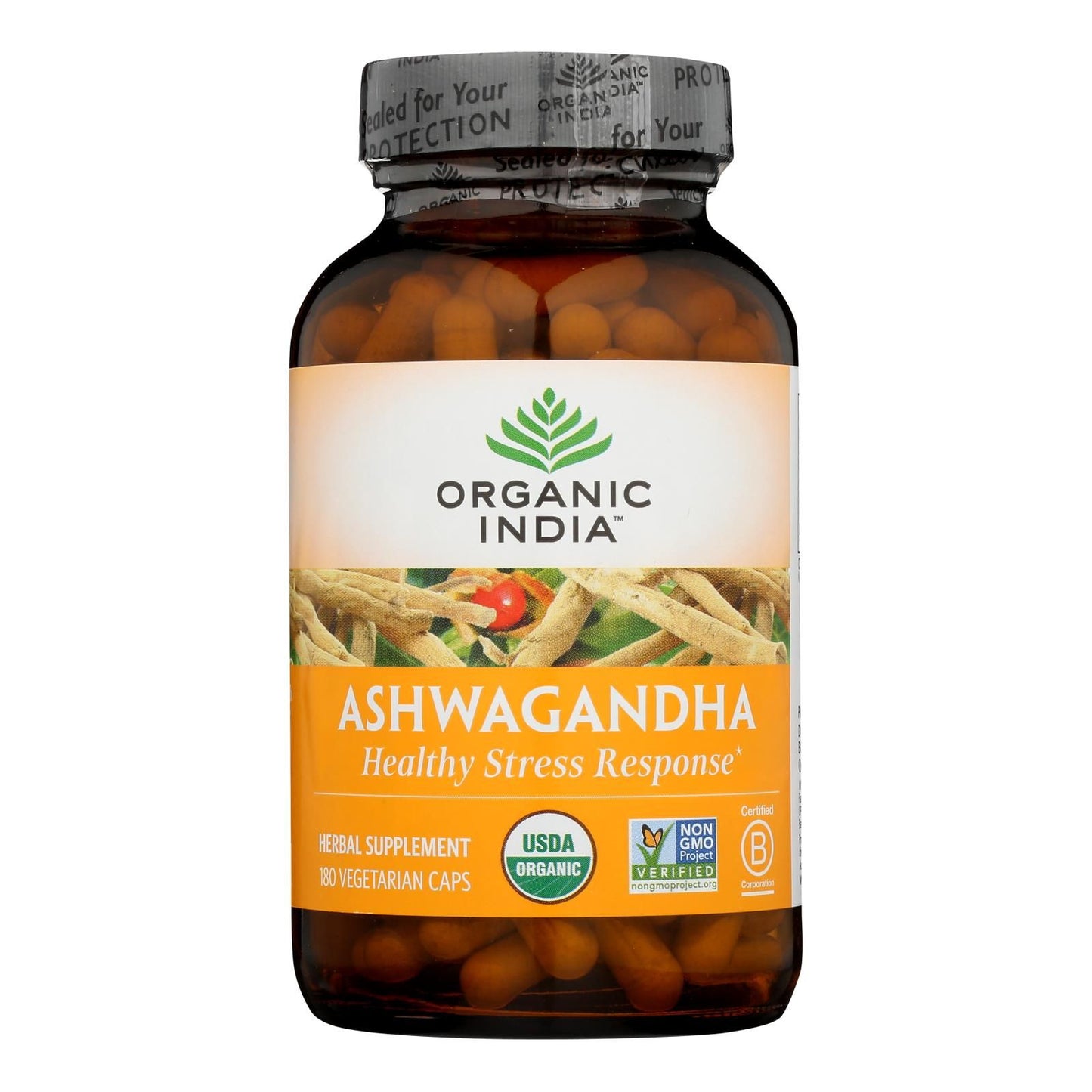 Organic India Ashwagandha Capsules - Bottle - 180 Vege Capsules image 2