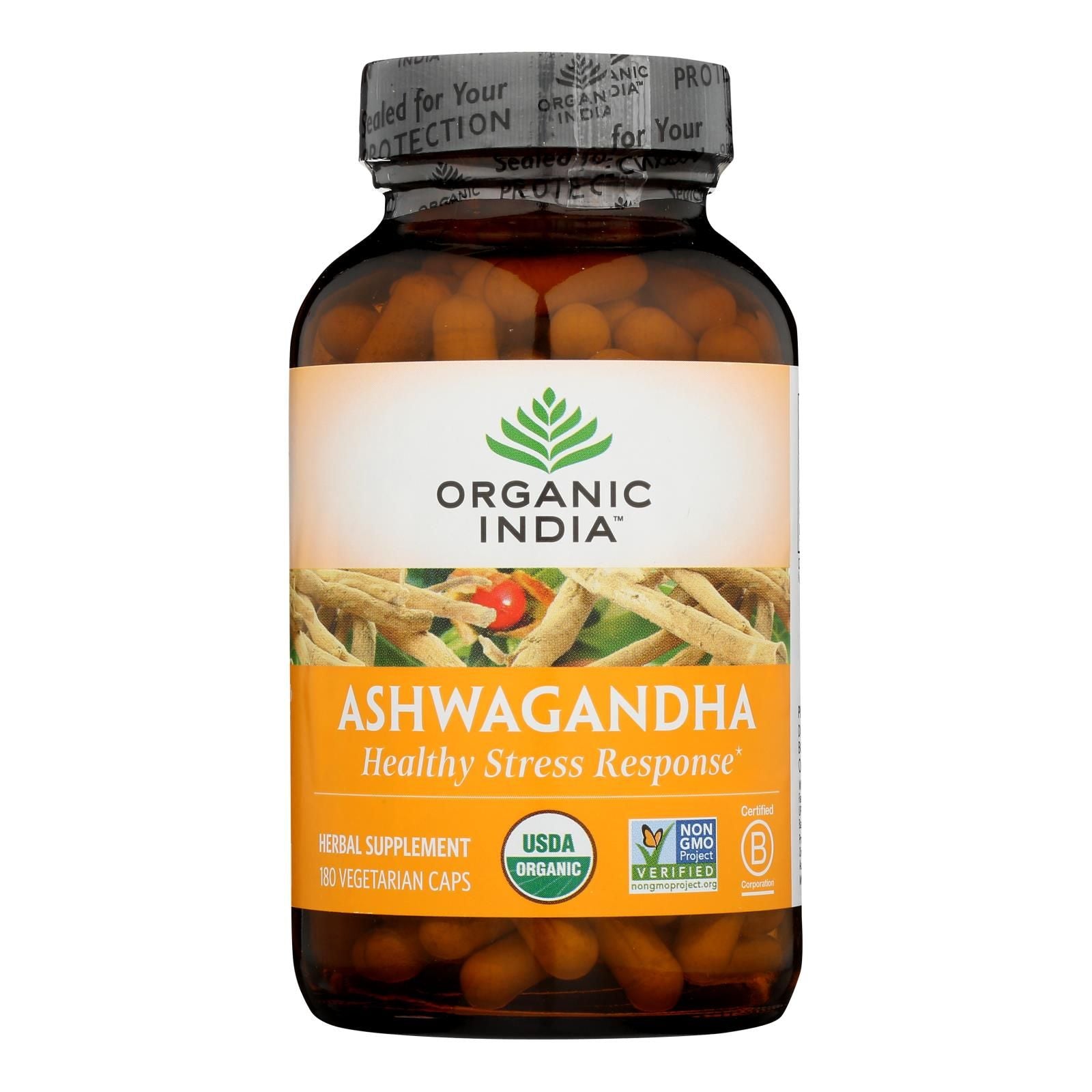 Organic India Ashwagandha Capsules - Bottle - 180 Vege Capsules image 2