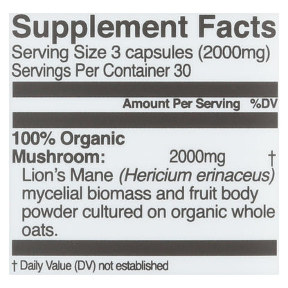 Organic Mushroom Nutrition - Mush Sprfd Lions Mane Cap - 1 Each - 90 Ct image 3