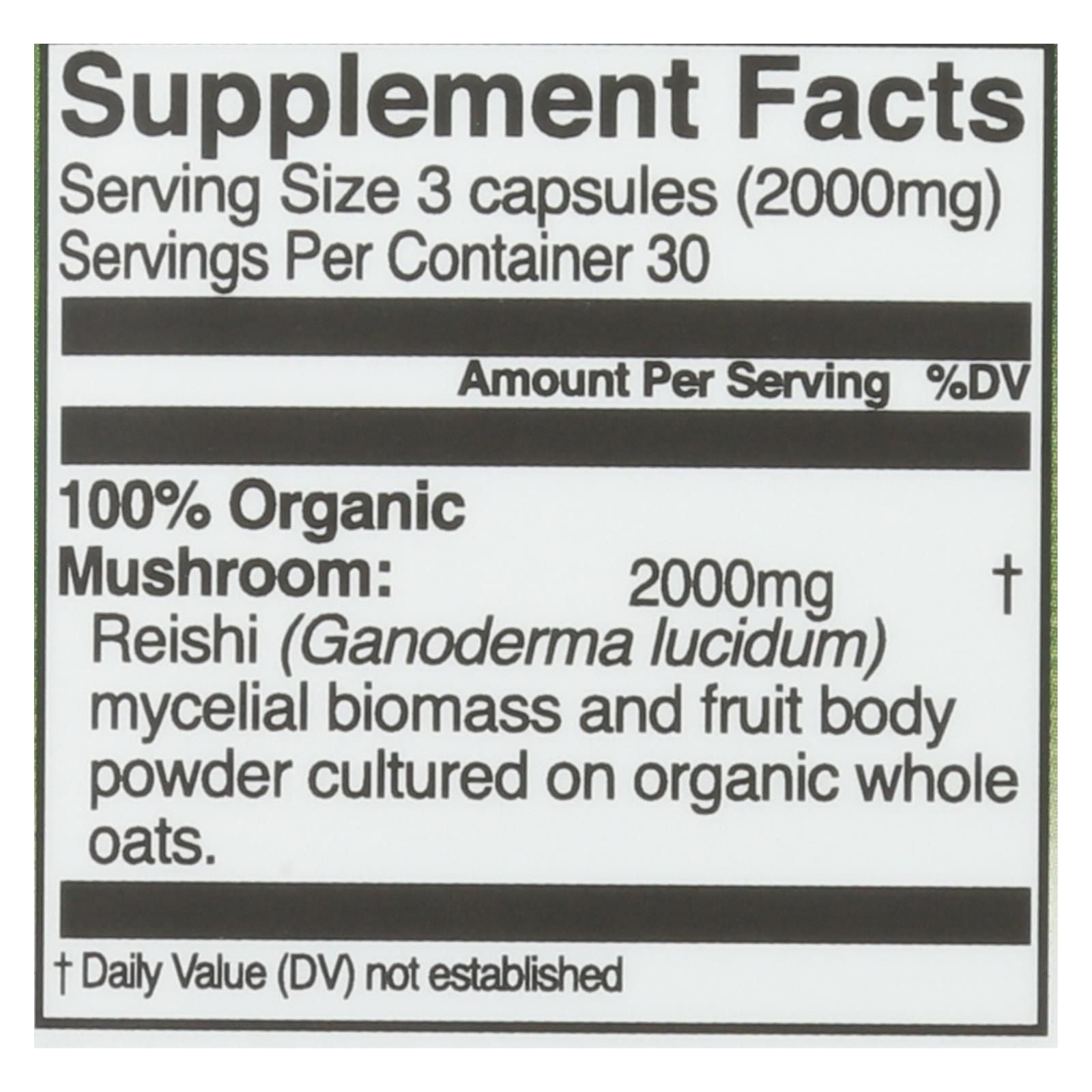 Organic Mushroom Nutrition - Mush Sprfd Reishi Cap - 1 Each - 90 Ct image 3