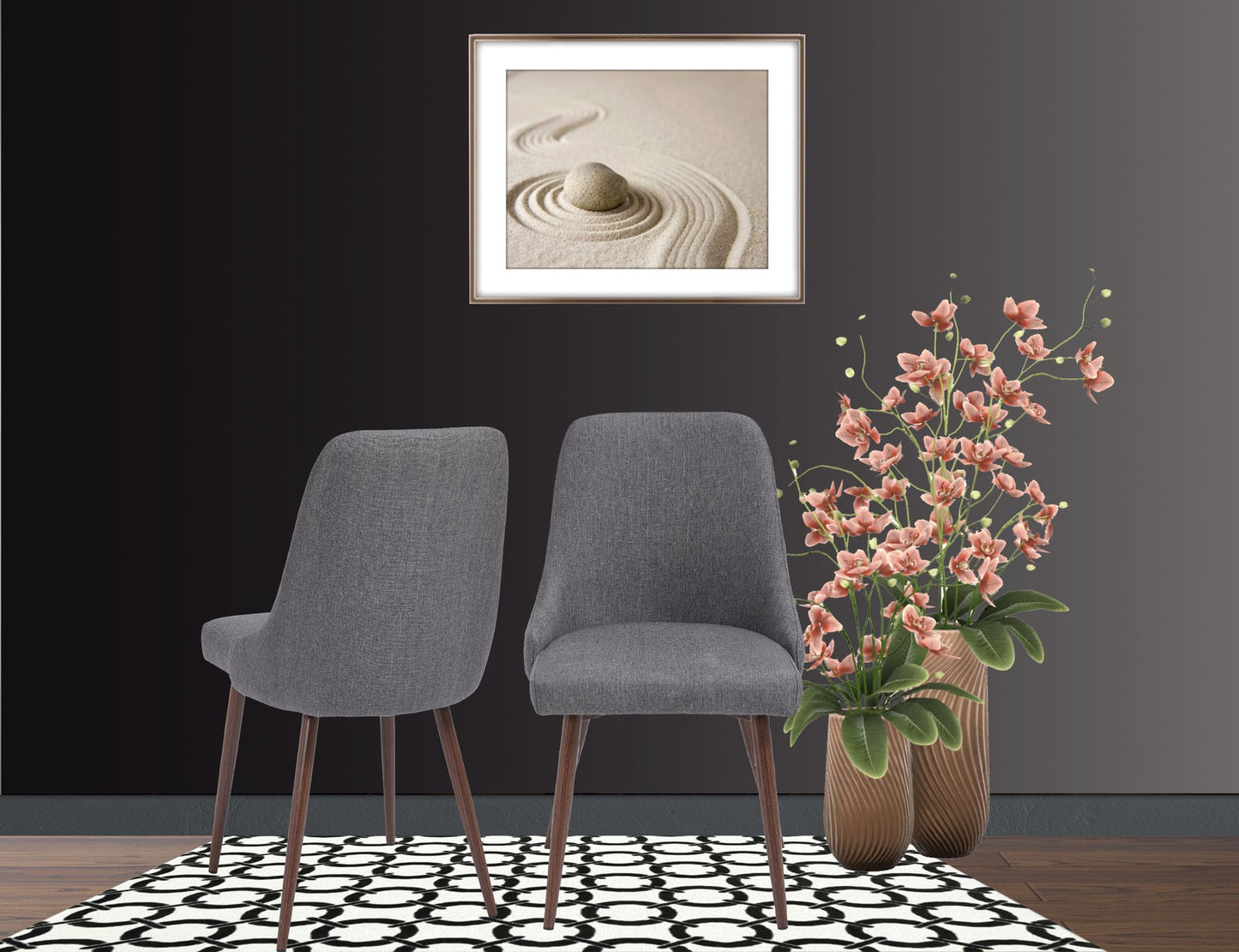 Oslo Modern Upholstery Side Dining Chair Set of 2, Grey image 2